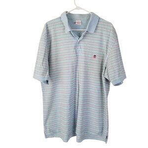 Brooks Brothers Cotton Performance Polo Original Fit Blue/Pink Striped Size XXL